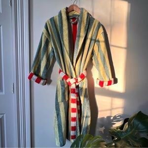 Dusen Dusen Bathrobe in Lime Stripe (Unisex Fit)